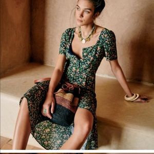 Sezane Victoria Dress Navy Garden Print 34 US 2